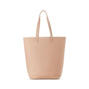 Genuine Italian Leather Shoulder Tote Bag / Nude Powder Beige